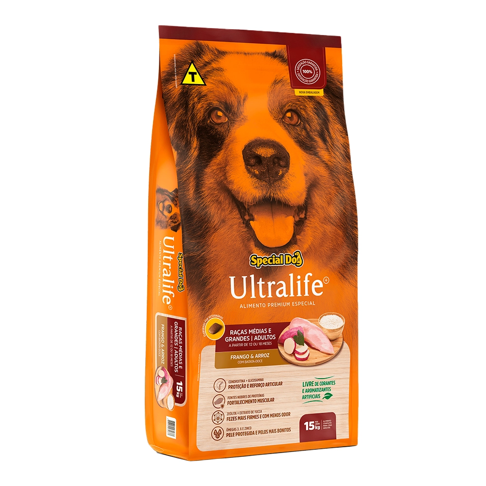 Ração Seca Special Dog Ultralife Raças Médias E Grades Adulto Para Cães 15 Kg