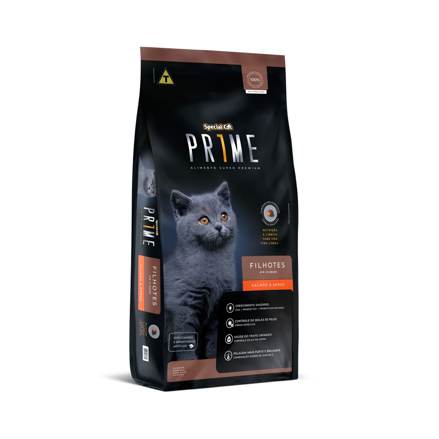 Ração Prime Salmão E Arroz Para Gatos Filhotes Special Cat 10,1kg