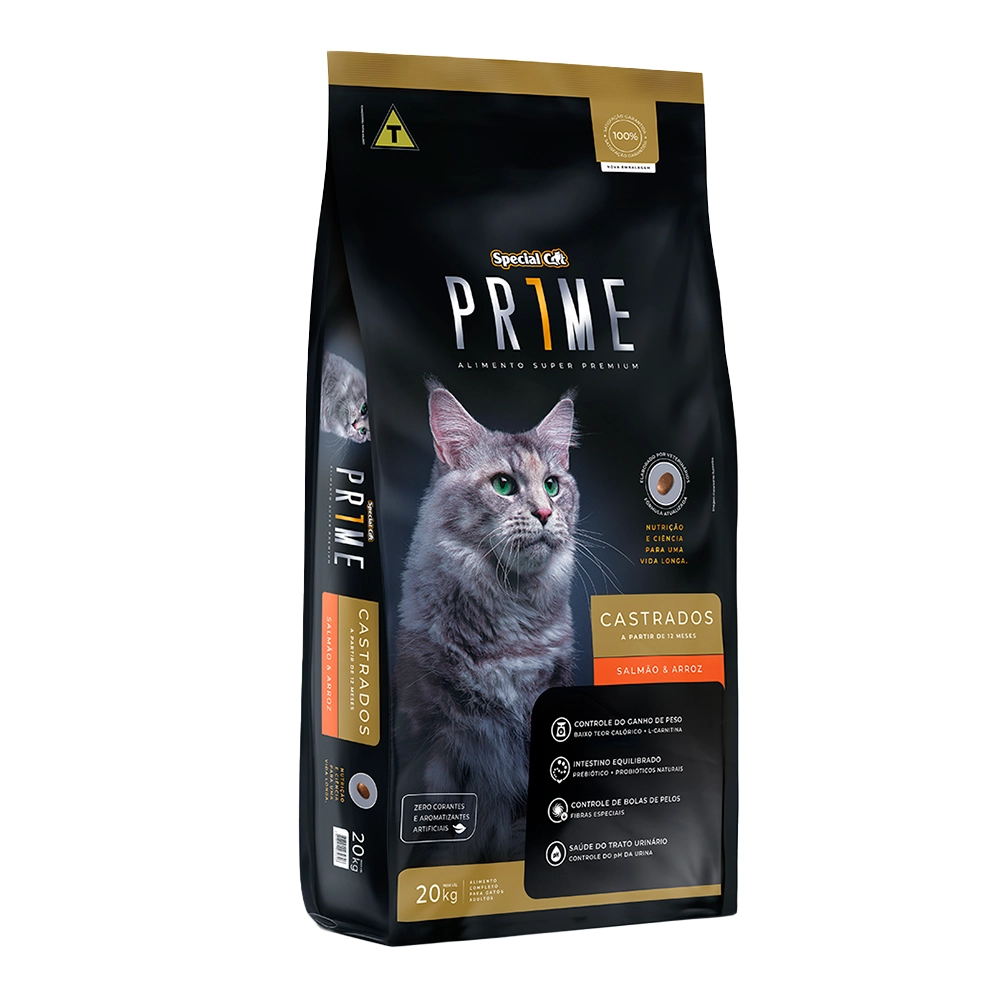 Ração Salmão E Arroz Para Gatos Adulto Castrado Special Cat Prime 20kg