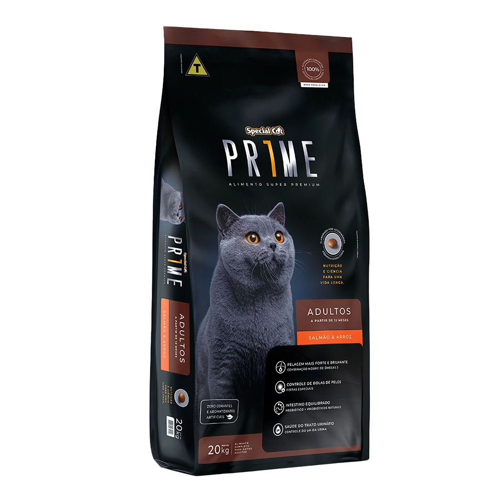Ração Prime Salmão E Arroz Para Gatos Adultos Special Cat 20kg