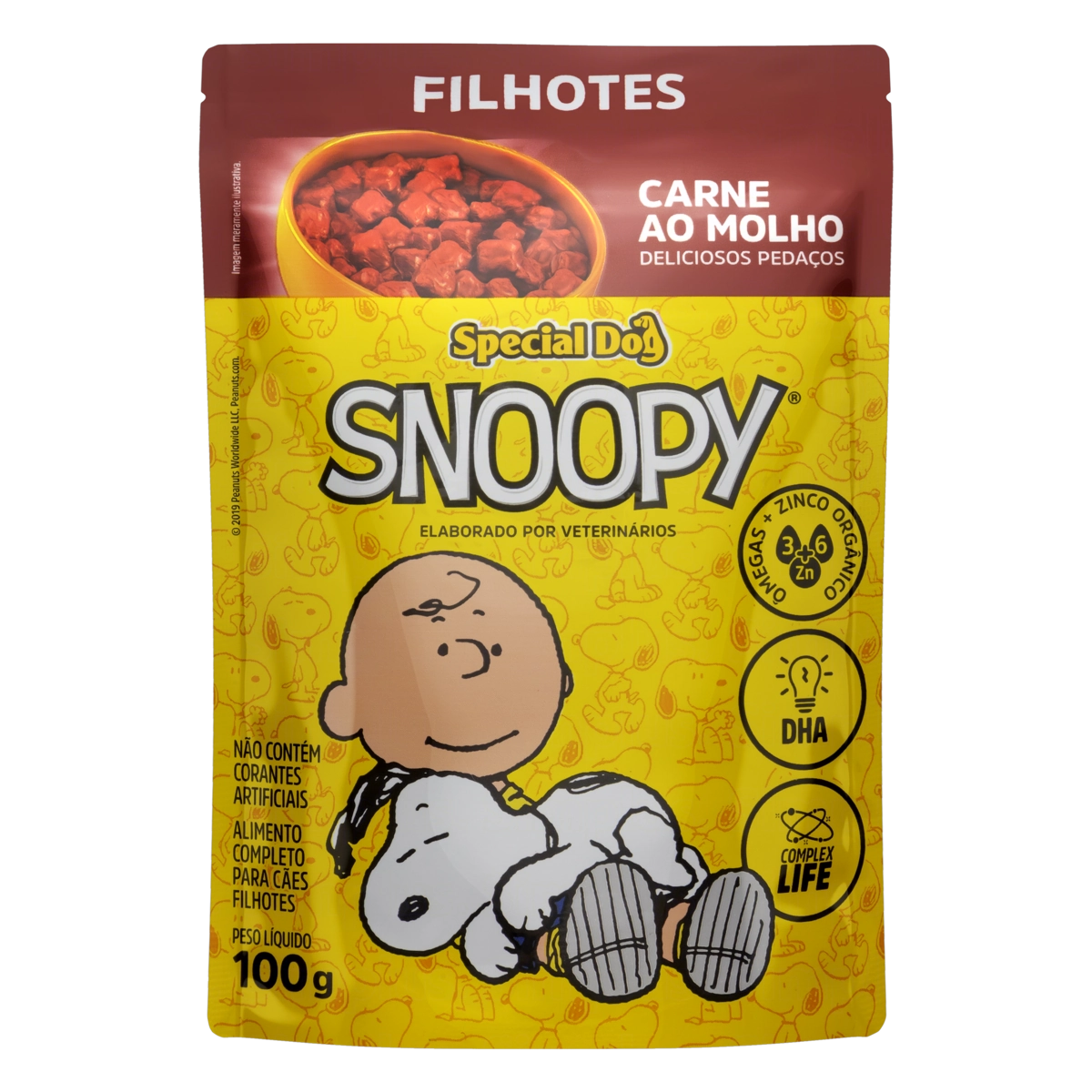 Alimento Para Cães Filhotes Carne Ao Molho Snoopy Special Dog Sachê 100g