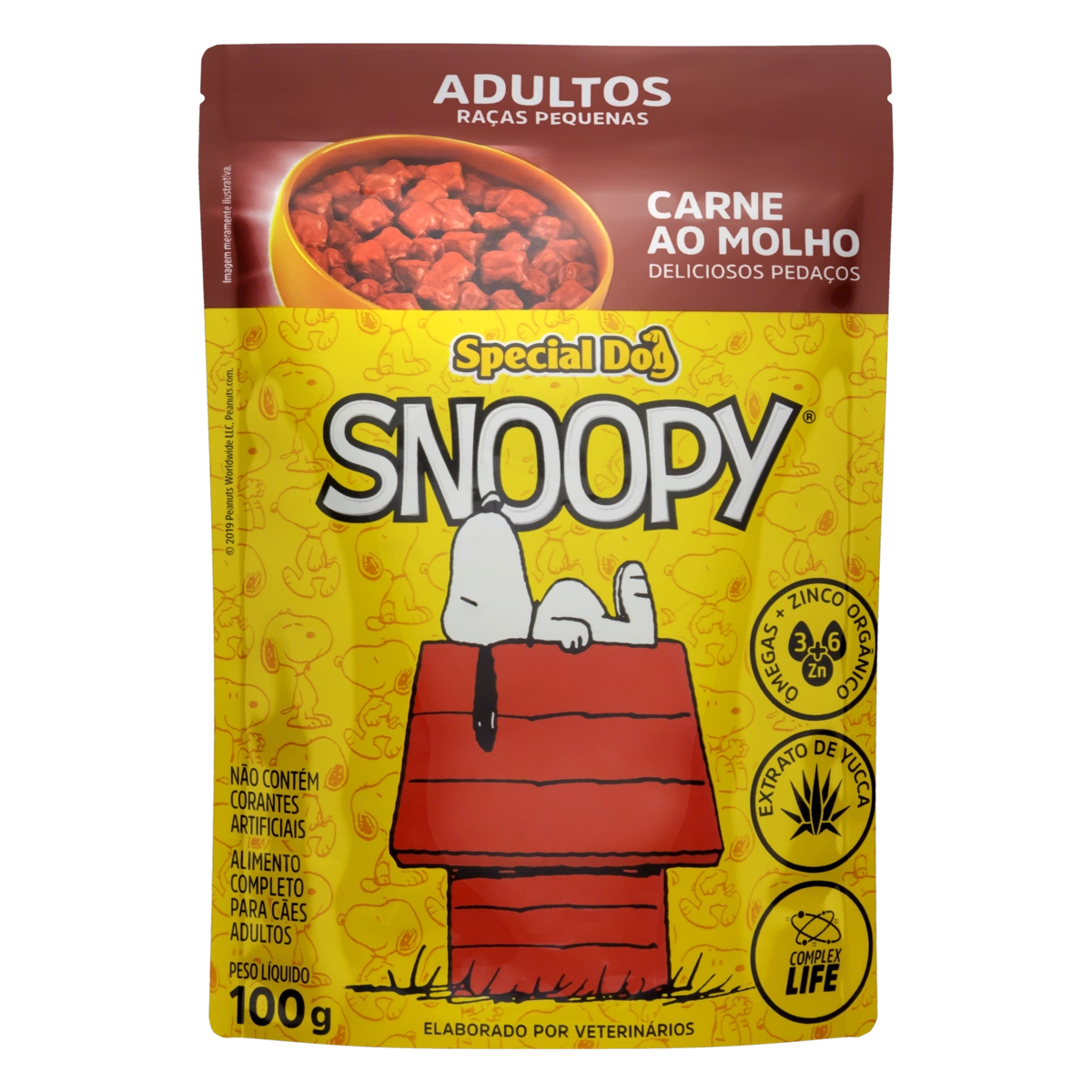 Alimento Para Cães Adultos Raças Pequenas Carne Ao Molho Snoopy Special Dog Sachê 100g