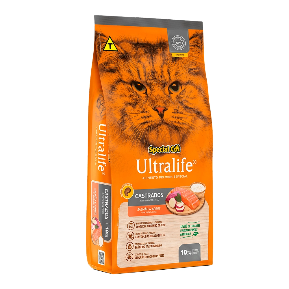 Ração Seca Special Cat Ultralife Castrados Salmão Para Gatos 10.1 Kg