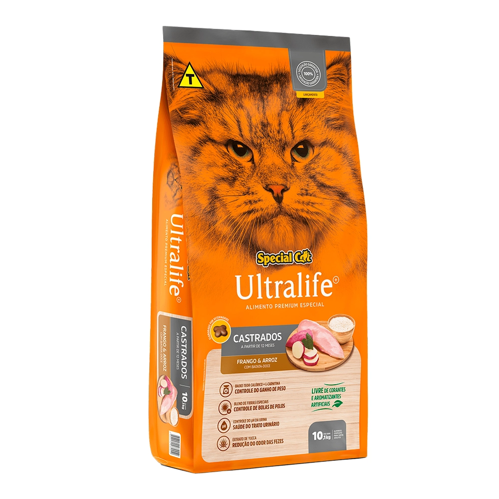 Ração Seca Special Cat Ultralife Castrados Frango Para Gatos 10.1 Kg