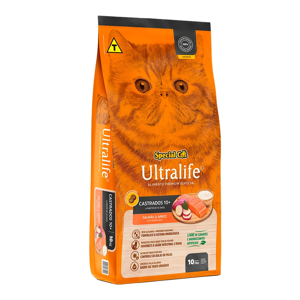 Ração Seca Special Cat Ultralife Castrados 10 Salmão Para Gatos 10.1 Kg