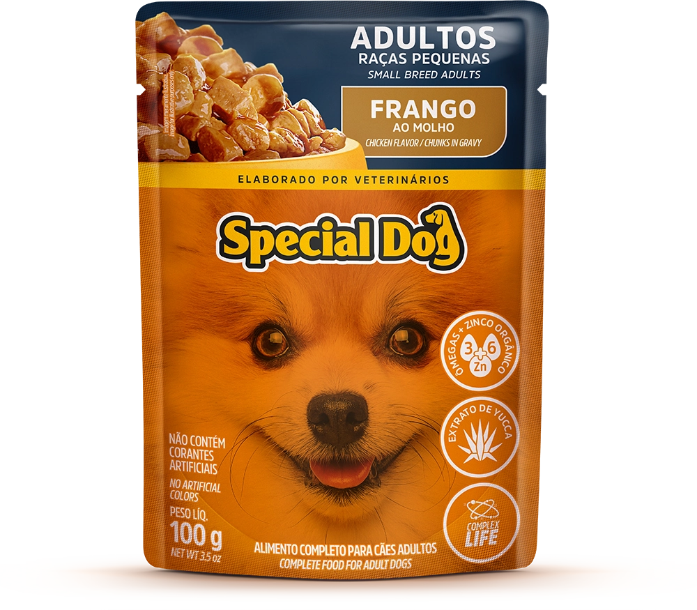 Ração Ultralife Para Cães Adultos Raças Pequenas Sabor Frango Com Batata Doce Special Dog 100g