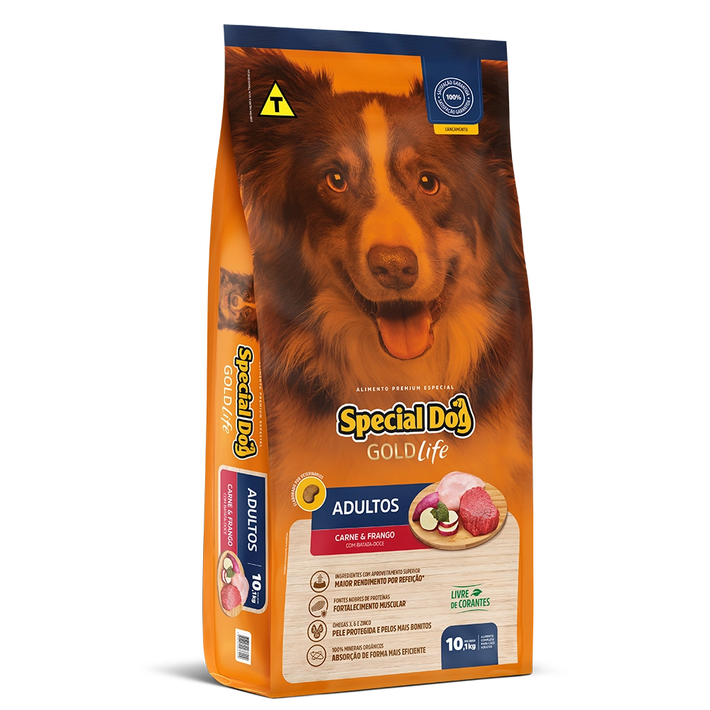 Ração Para Cães Adultos Gold Life Sabor Carne E Frango Special Dog 10,1kg