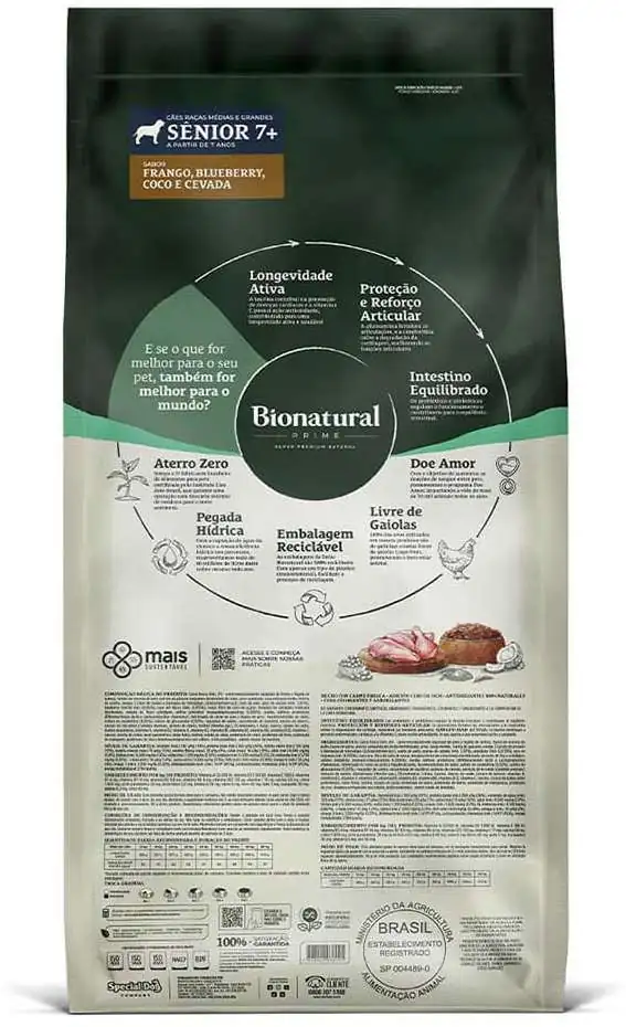 Bionatural Prime Senior 15kg Frango E Blueberry