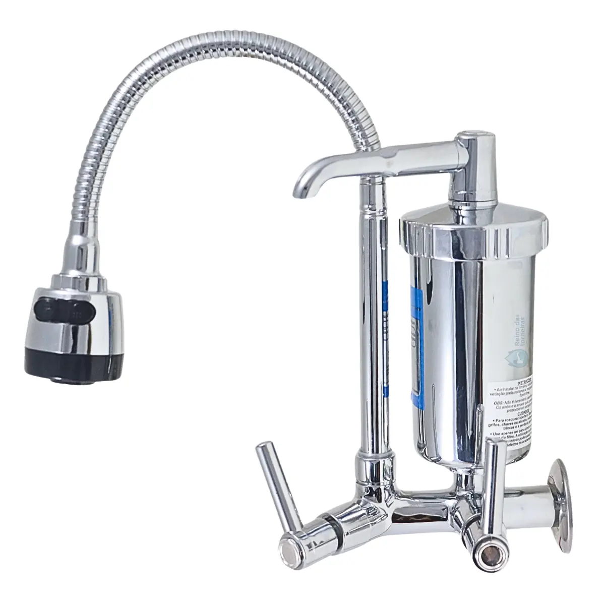 Torneira Gourmet De Cozinha Com Filtro Inox Flexível Multidirecional E Arejador Dupla Função