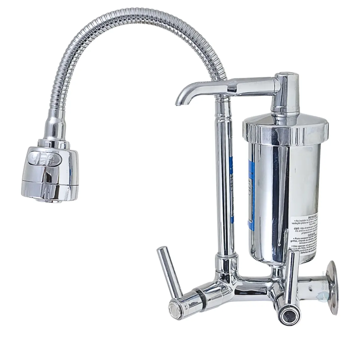 Torneira Gourmet De Cozinha Com Filtro Inox Flexível Multidirecional E Arejador Dupla Função