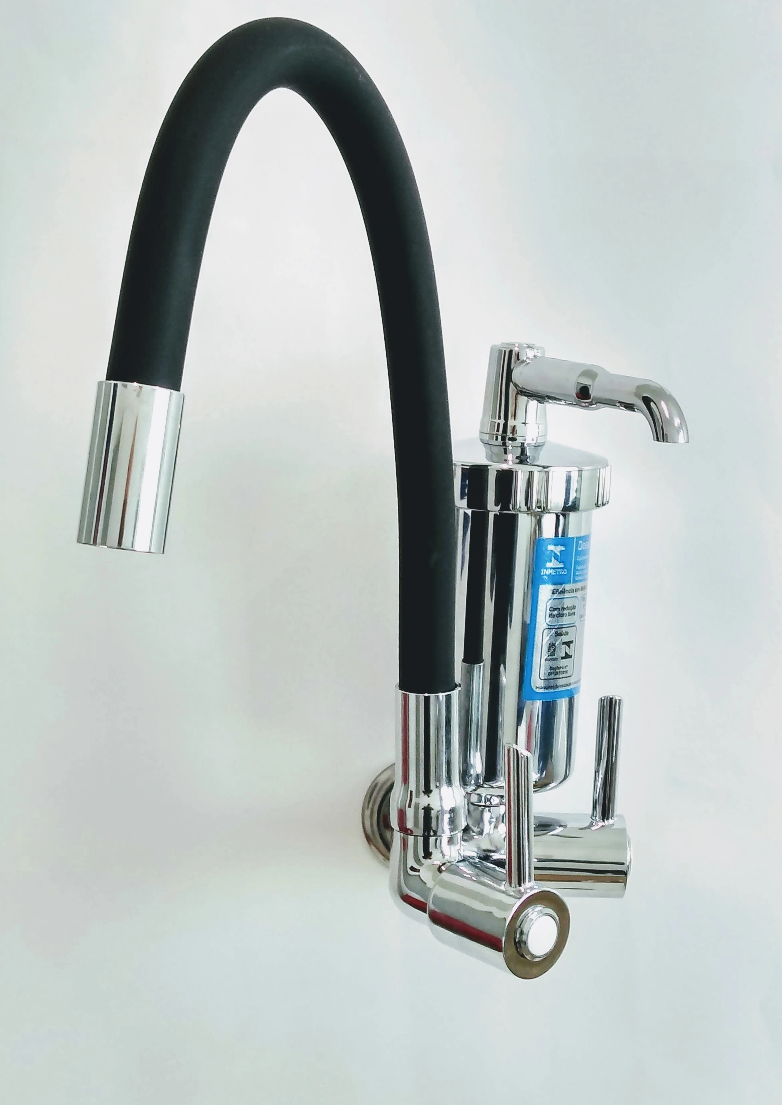 Torneira Gourmet Filtro C-61 Tubo Flexível Preto Parede 1/4 Volta