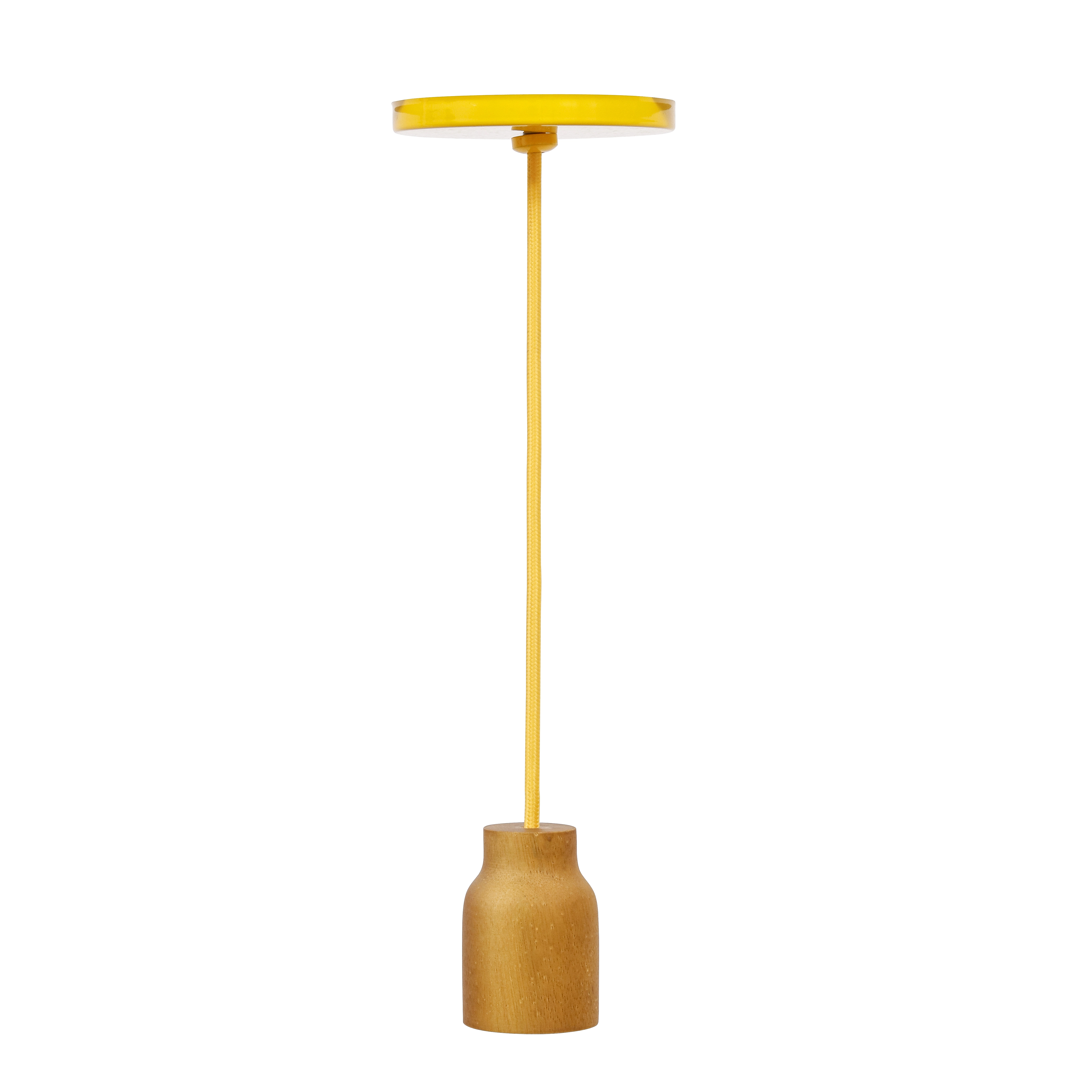 Pendente 1 Lâmpada Amarelo Madeira Gianna Espaço Luz