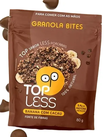 Snack Topless Granola Bites Banana Com Cacau 80g