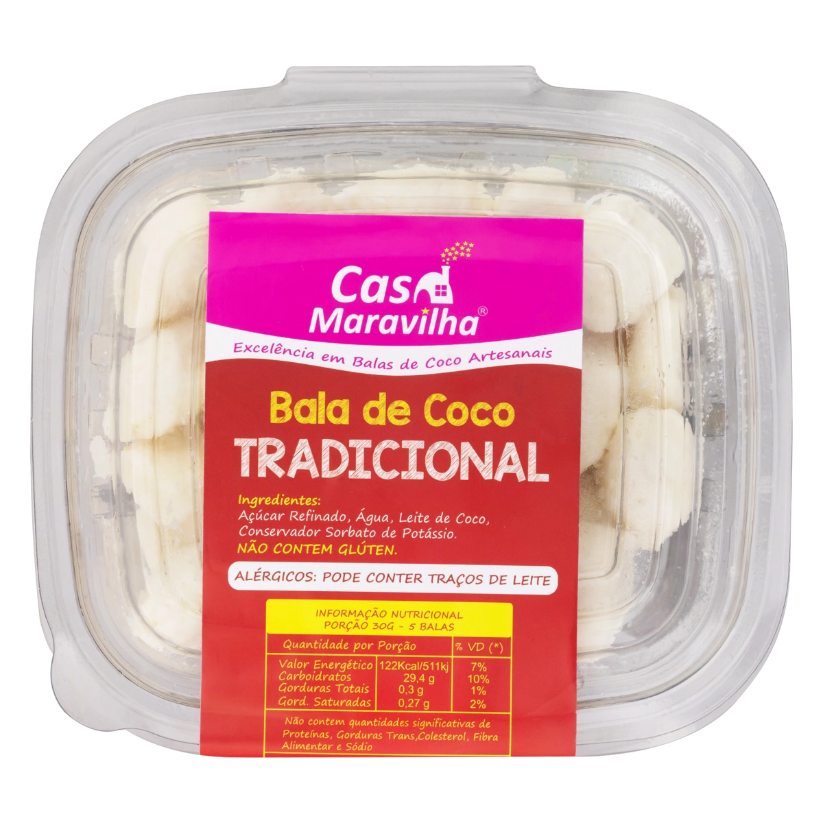 Bala De Coco Tradicional Casa Maravilha Pote 225g