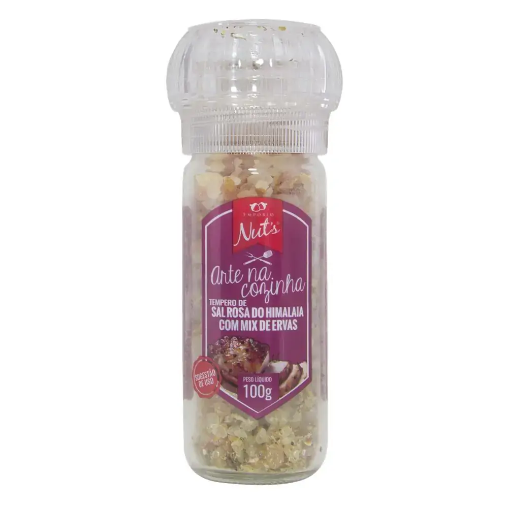 Sal Rosa Do Himalaia Nuts 100g C/ Moedor Mix Ervas