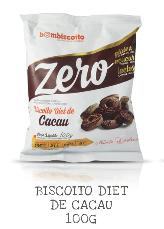 Biscoito Diet De Cacau Zero Gluten 100gr