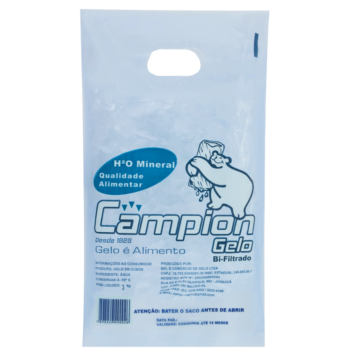 Gelo Em Cubos Campion 3kg