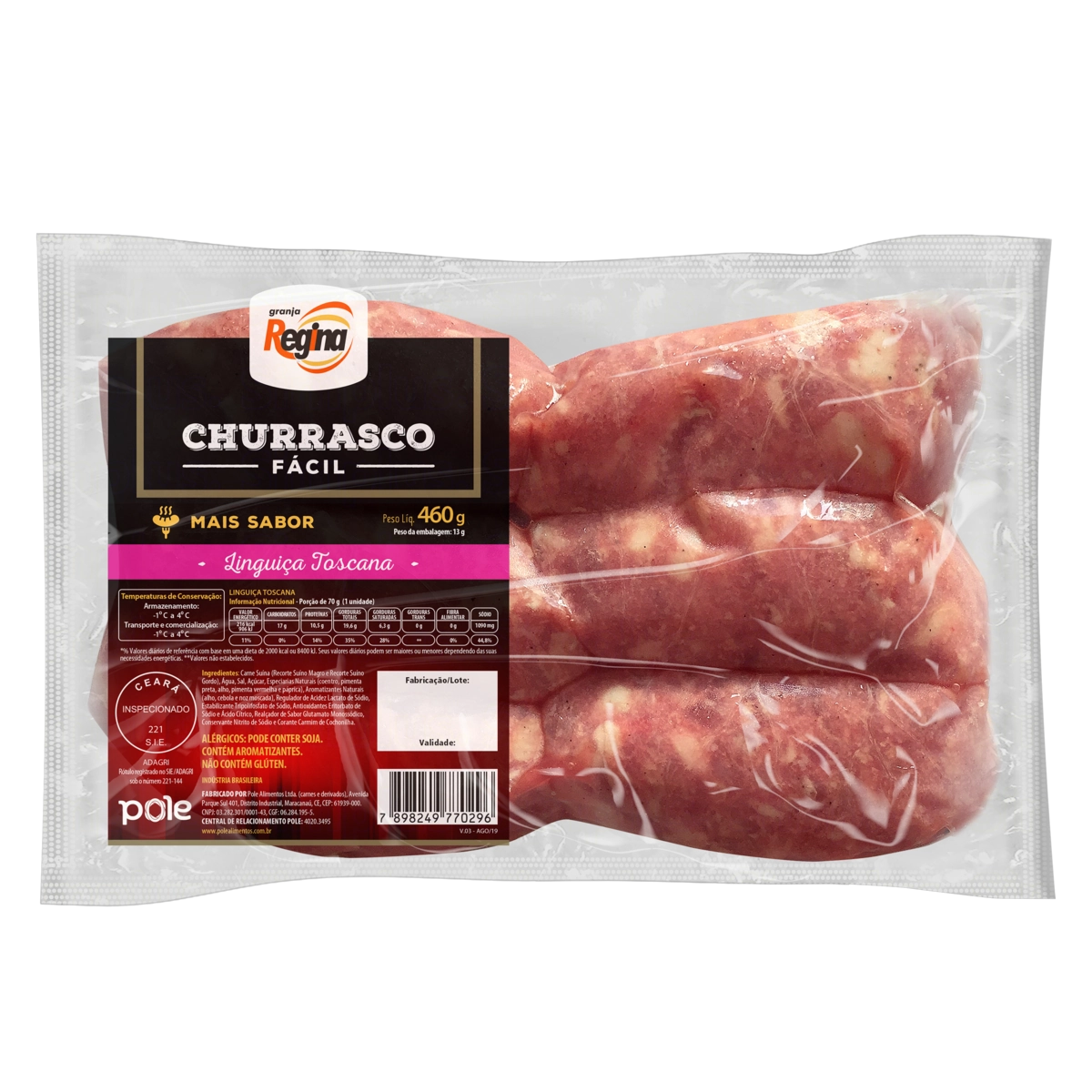 Linguiça Toscana Granja Regina Churrasco Fácil 460g