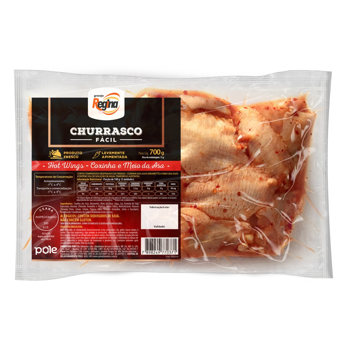 Hot Wings Resfriado Granja Regina Churrasco Fácil 700g