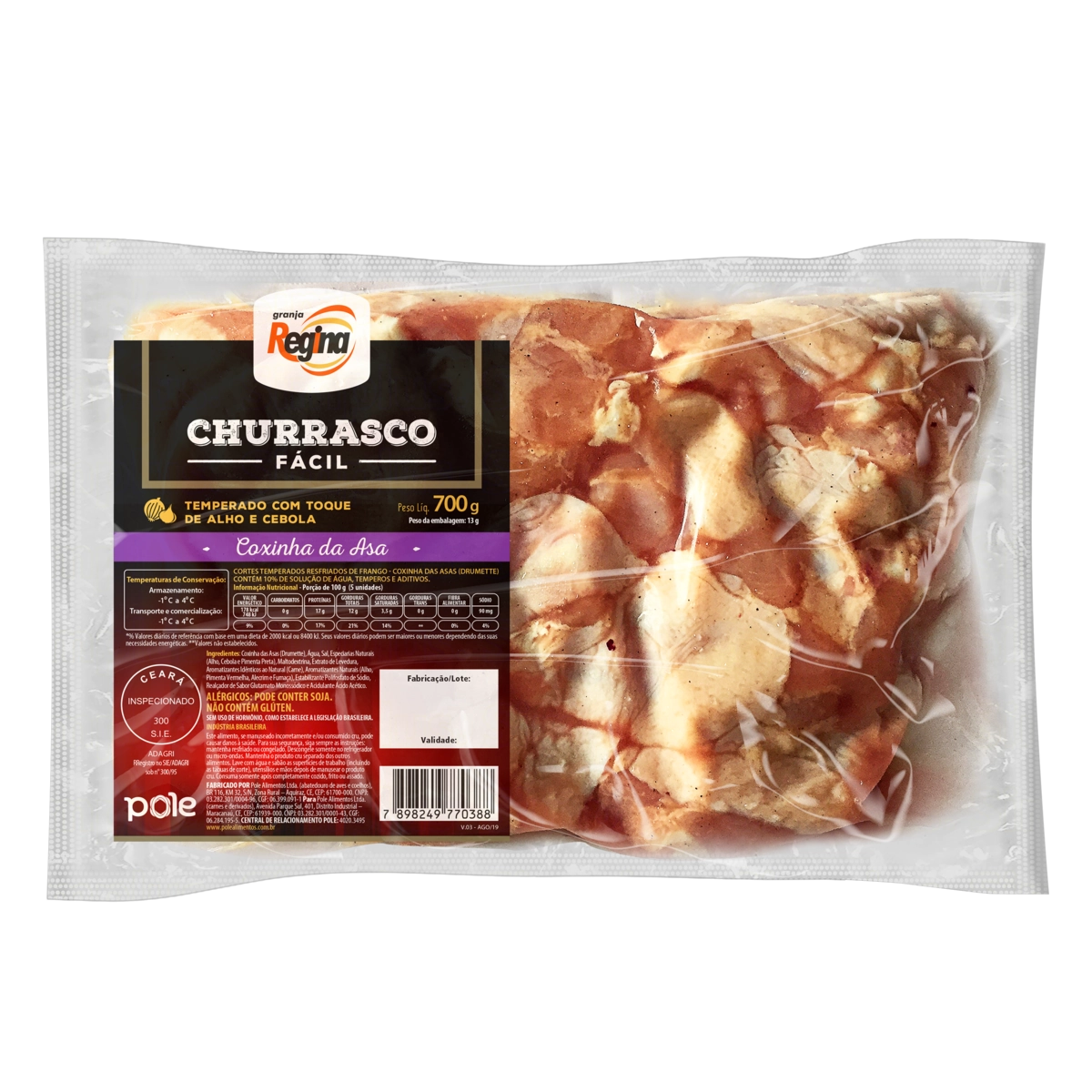 Coxinha Da Asa De Frango Resfriada Temperada Granja Regina Churrasco Fácil 700g