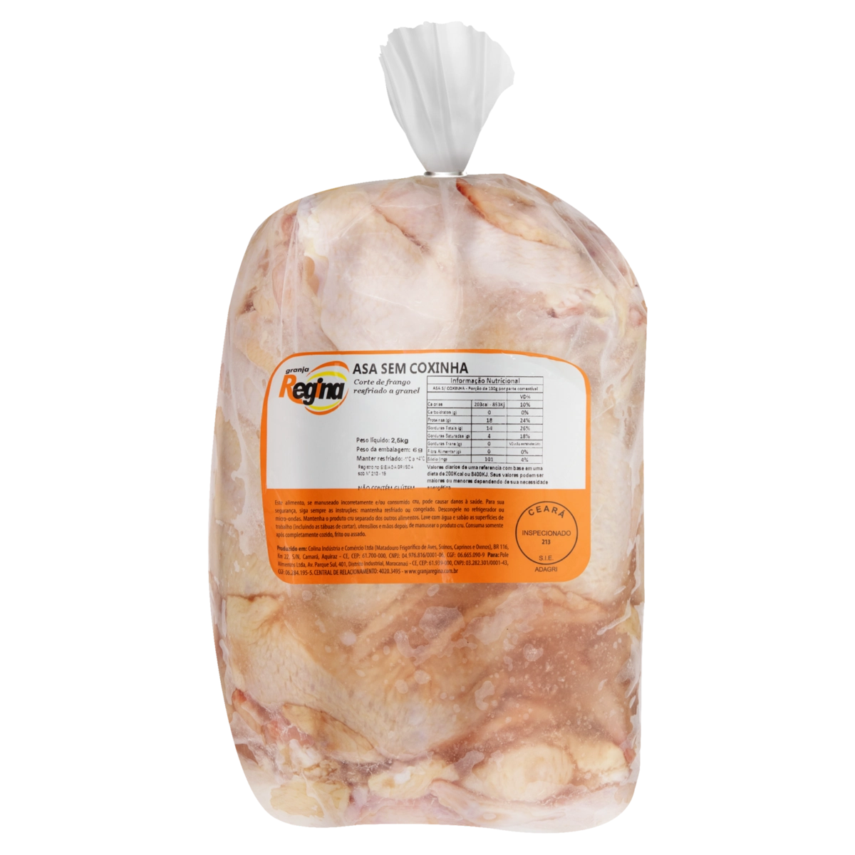 Asa Sem Coxinha De Frango Resfriada Granja Regina 2,5kg