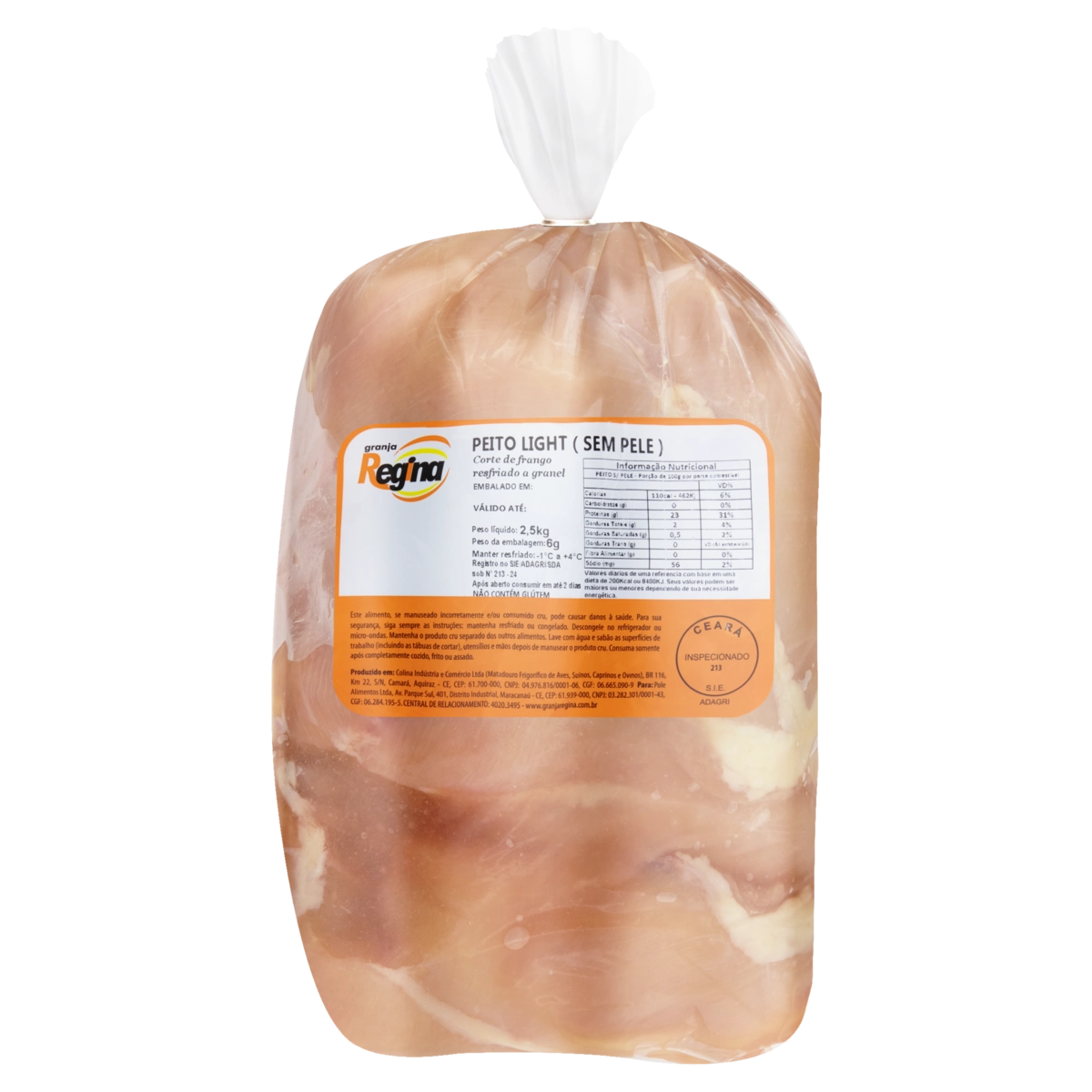Peito De Frango Resfriado Light Sem Pele Granja Regina 2,5kg