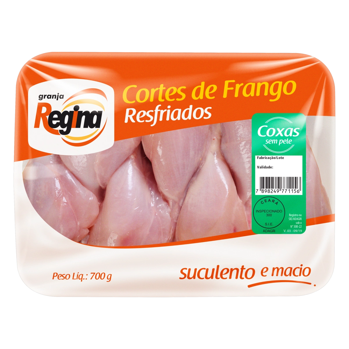 Coxa De Frango Resfriada Sem Pele Granja Regina 700g