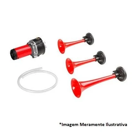 Buzina Pneumática com Compressor 12V 3 Cornetas - GAUSS GB1067