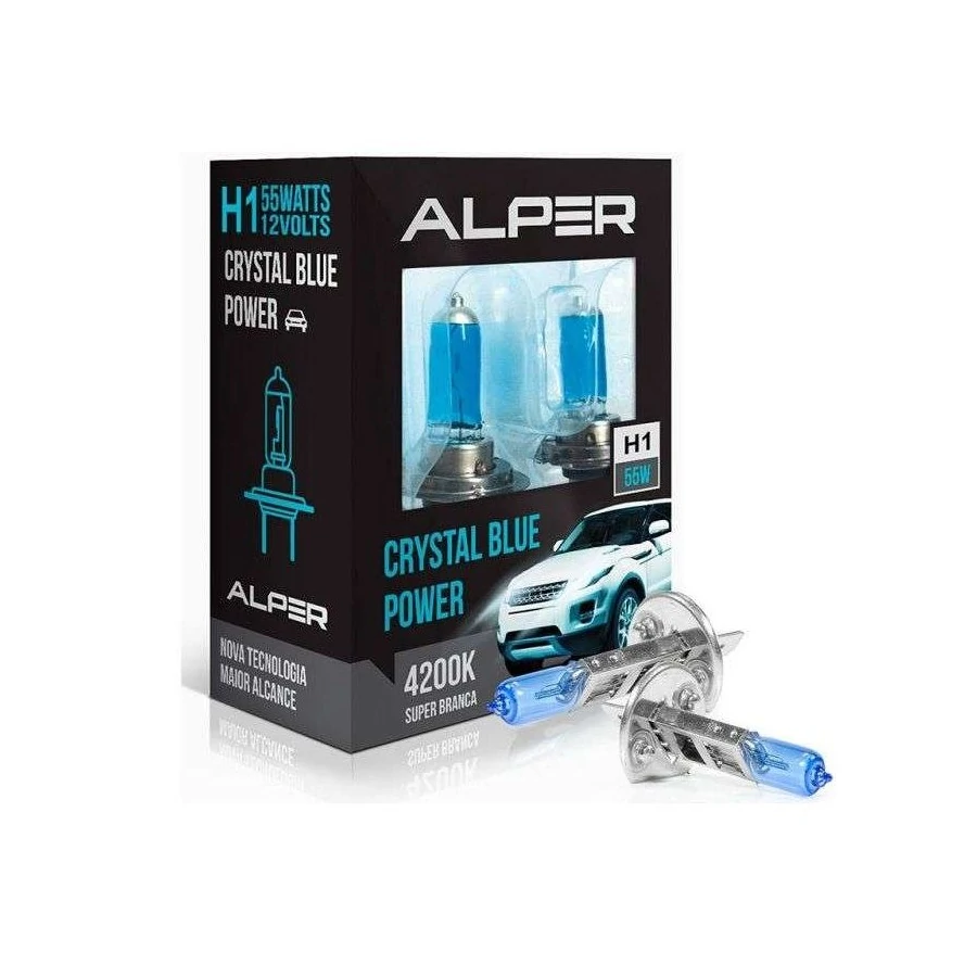 Lâmpada Super Branca (Par) H1 55W 12V Crystal Blue Power - GAUSS GL55H1