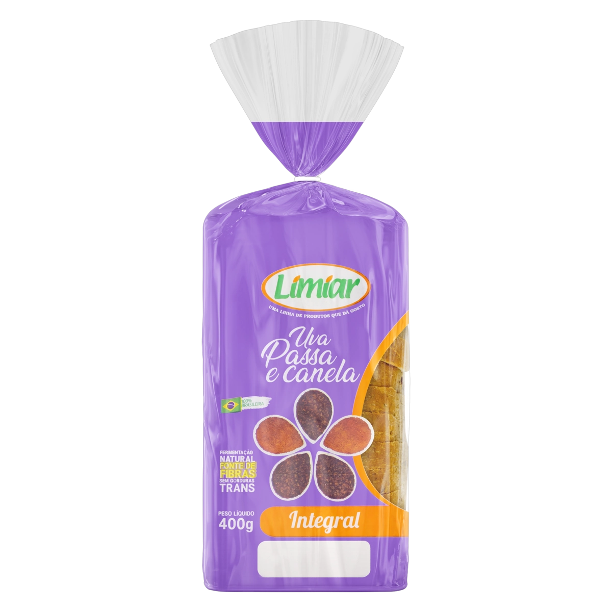 Pão Integral Uva Passa E Canela Limiar Pacote 400g