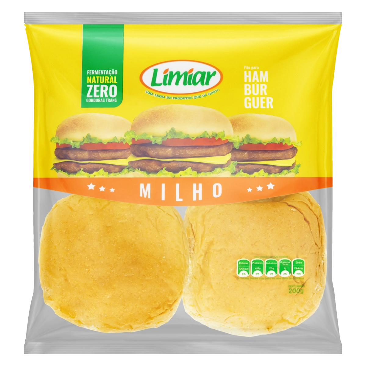 Pão Para Hambúrguer Milho Limiar Pacote 200g