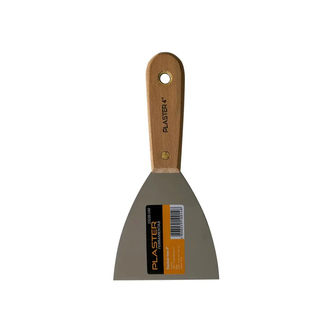 Espátula De Aço Inox 10cm Cabo De Madeira - Plaster