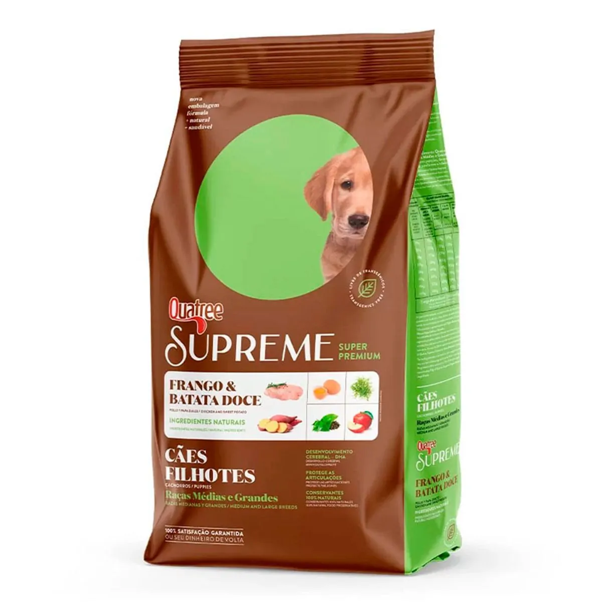 Racao Seca Quatree Supreme Frango E Arroz Caes Filhotes Racas Medias E Grandes 15 Kg