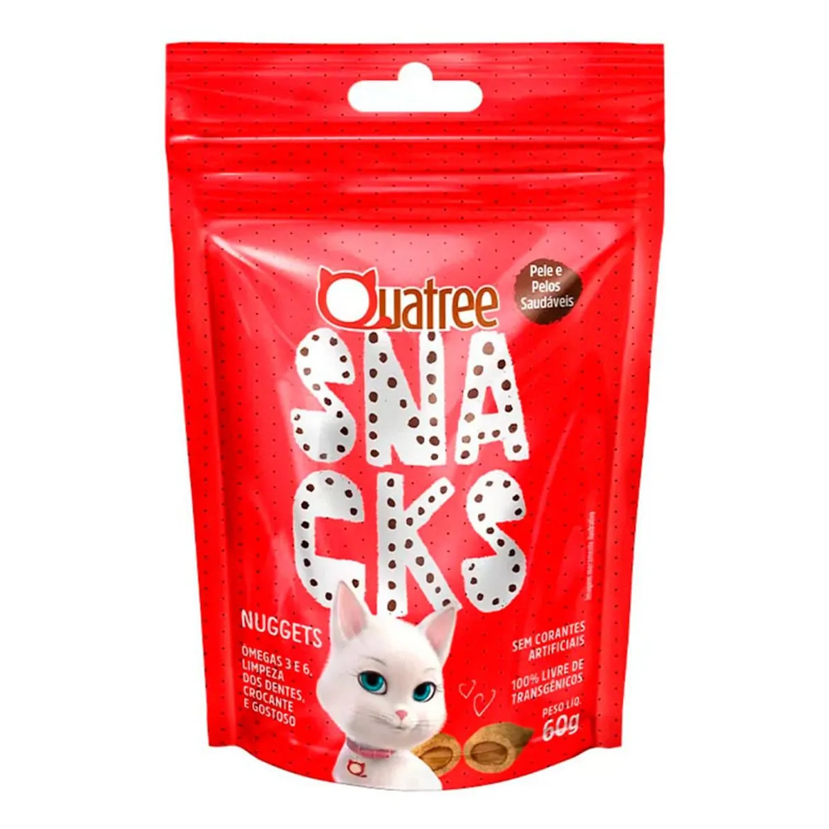 Quatree Snacks Nuggets Gatos Pele E Pelo 60g 10 Unidades