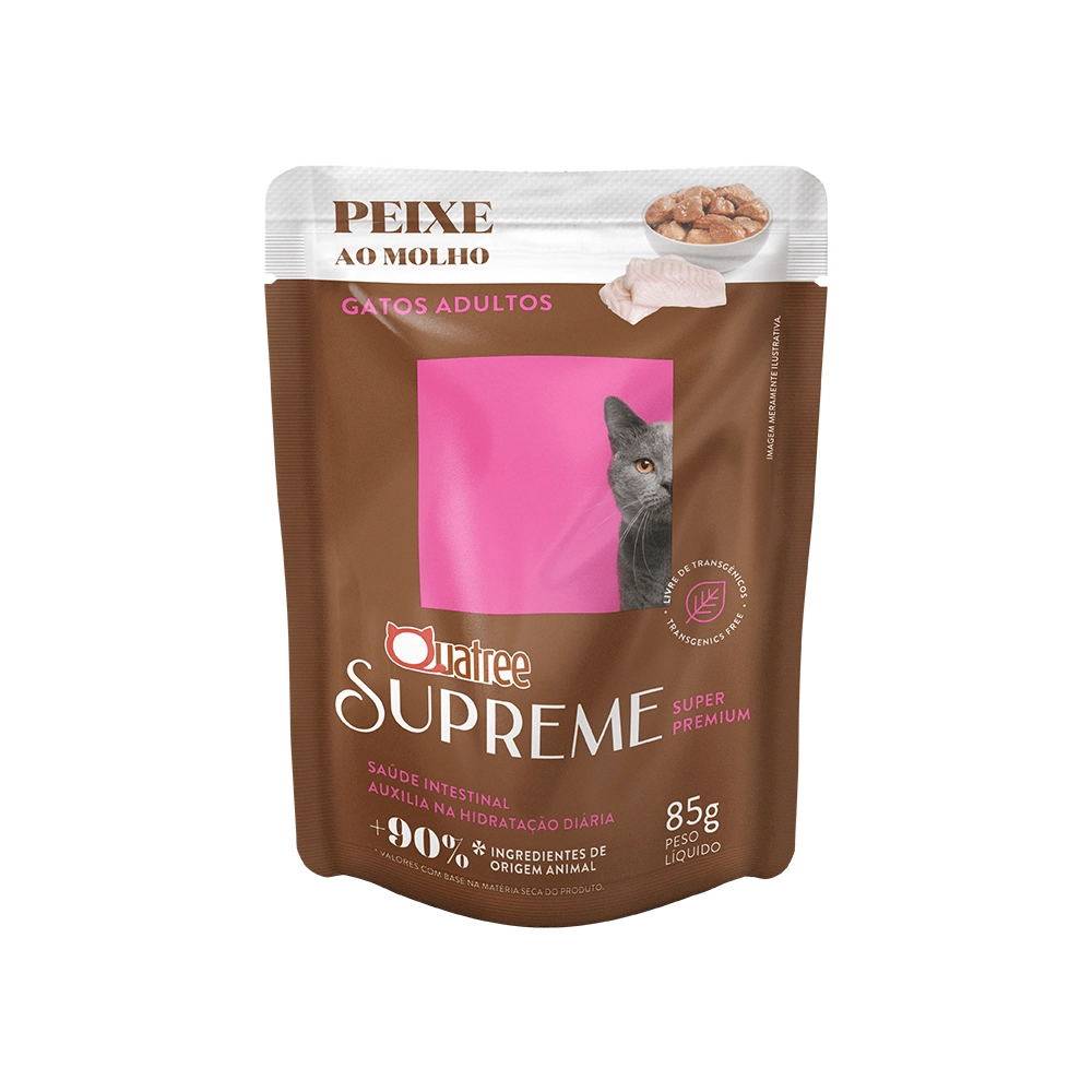 Ração Quatree Supreme Para Gatos Castrados Peixe Sachê Granvita 85g