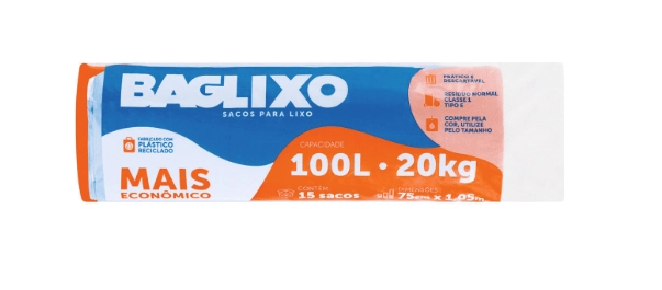 Saco Para Lixo 100l Baglixo 15 Unidades