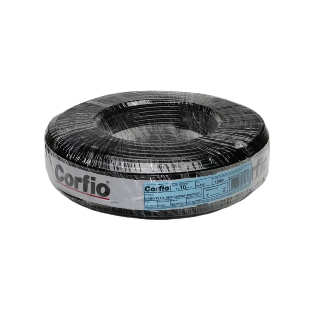 Cabo Flex.10.00mm Preto Corfio