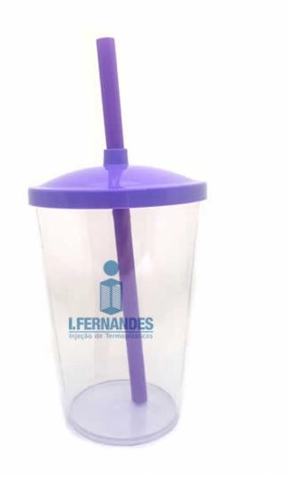 Copo Liso C/ Tampa Canudo 500ml Lilas Ref.328s F