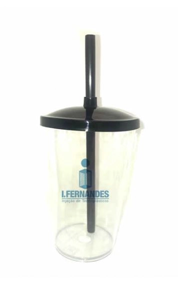 Copo Liso C/ Tampa Canudo 500ml Preto Ref.328s I