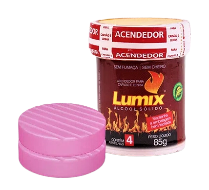 Acendedor Pastilha Para Carvão E Lenha Lumix Pote 85g 4 Unidades