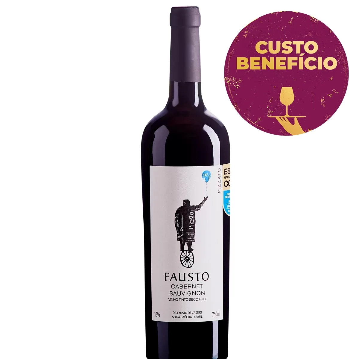 Vinho Brasileiro Tinto Cabernet Sauvignon FAUSTO Garrafa 750ml