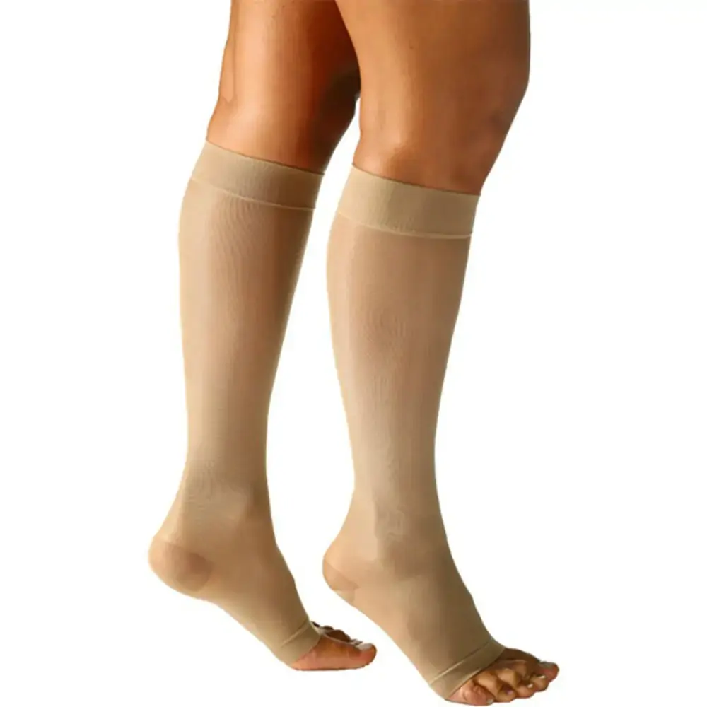 Meia 3/4 Panturrilha 120A 15-20 Mmhg Ponteira Aberta Sigvaris Natural escuro Pequena