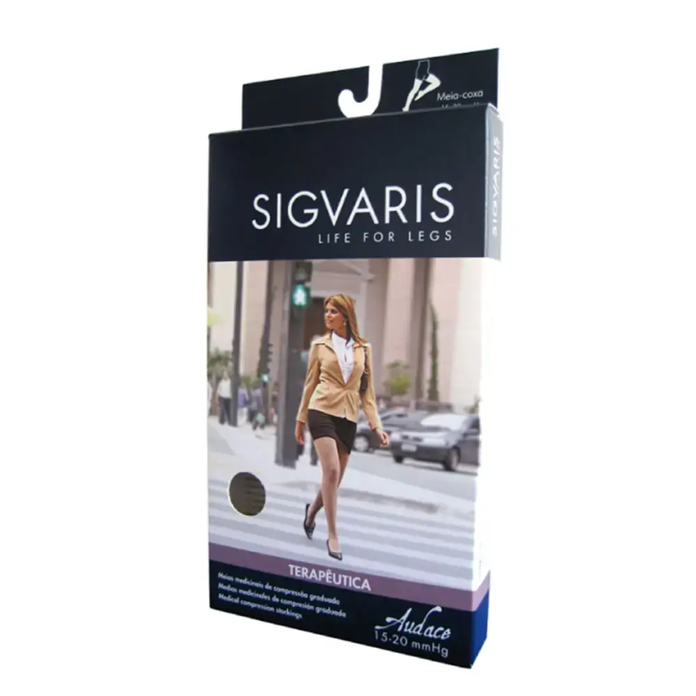 Meia 3/4 Panturrilha 120B 15-20 Mmhg Ponteira Fechada Sigvaris Natural escuro Grande