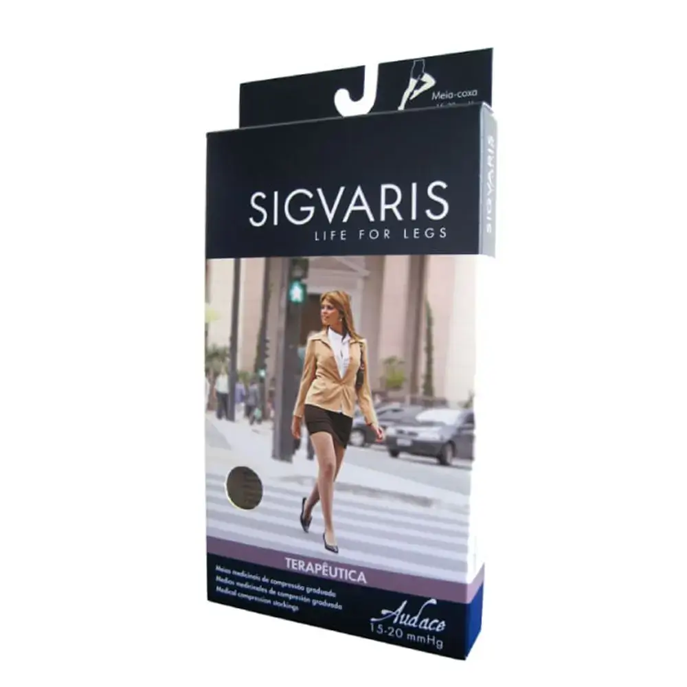 Meia 7/8 Meia Coxa AF 120B 15-20 Mmhg Ponteira Fechada Sigvaris Natural escuro 2