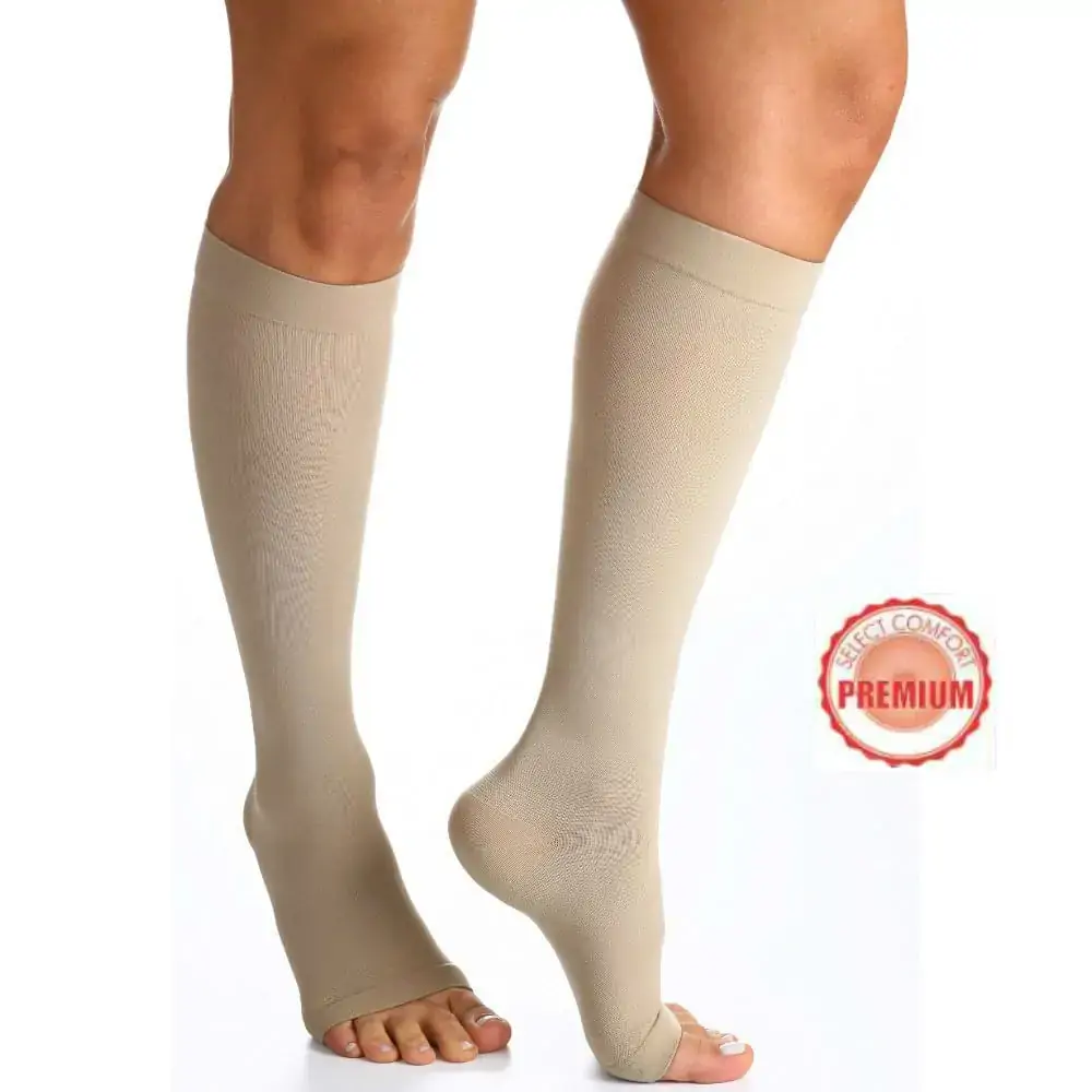 Meia 3/4 Panturrilha 863A Premium 30-40 Mmhg Ponteira Aberta Sigvaris XG Normal Bege