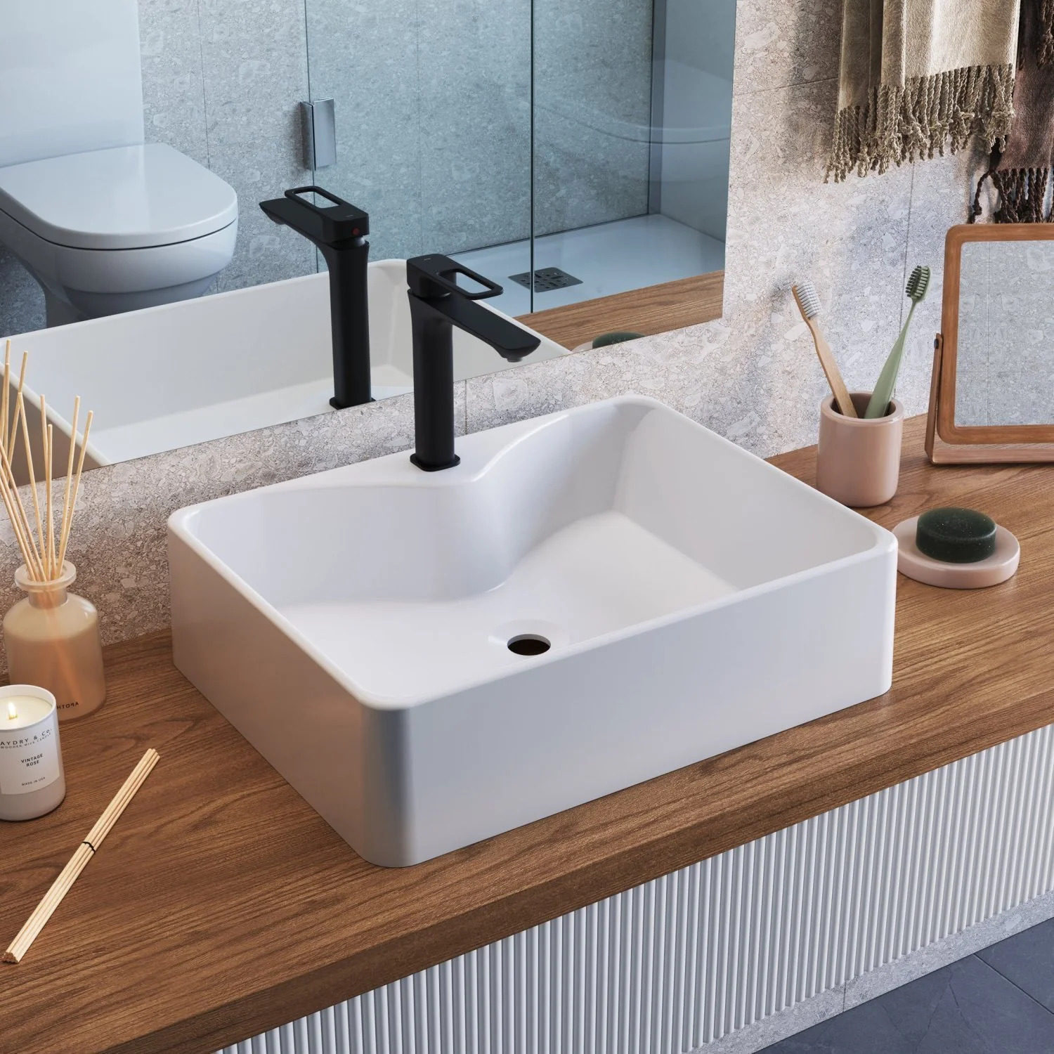 Cuba De Sobrepor Retangular Para Banheiro E Lavabo C002 Placa &ponto Branco