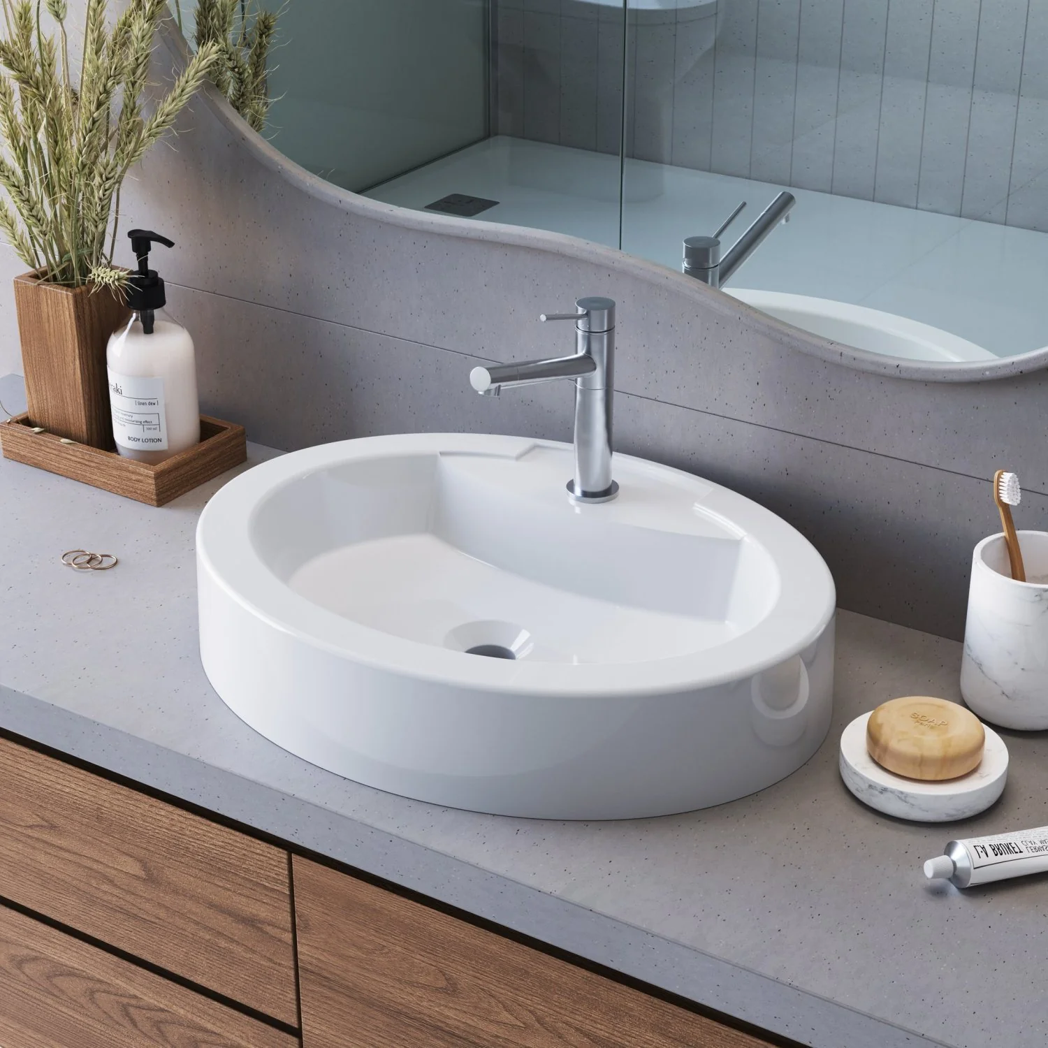 Cuba De Sobrepor Oval Para Banheiro E Lavabo C003 Placa &ponto Branco
