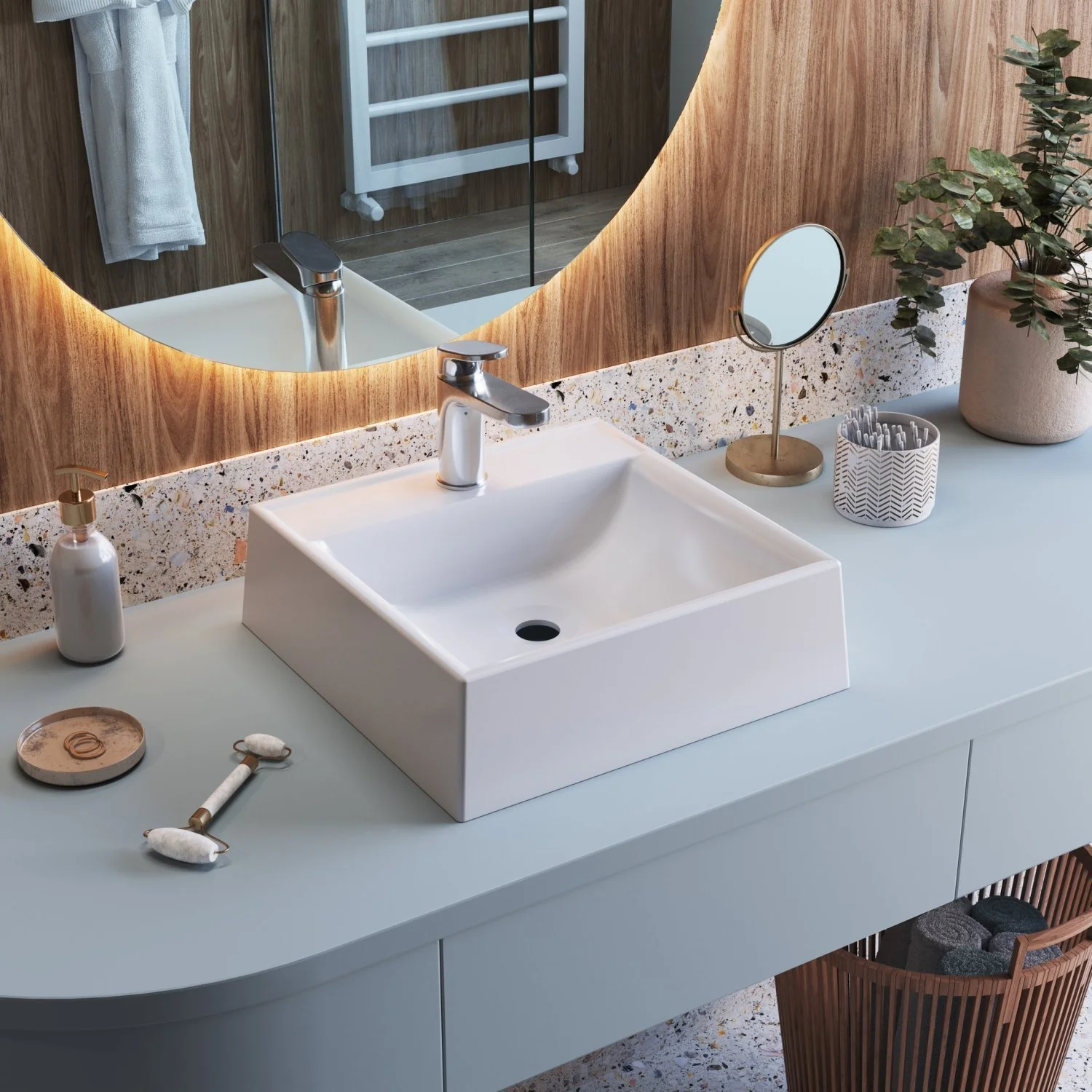 Cuba De Sobrepor Quadrada Para Banheiro E Lavabo C007 Placa &ponto Branco