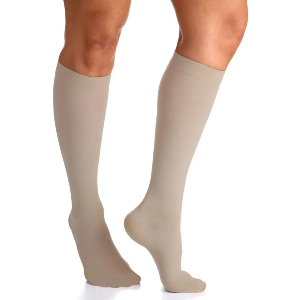 Meia 3/4 Select Comfort Premium Sigvaris - 20-30mmHg - Natural - Fechada - GG3