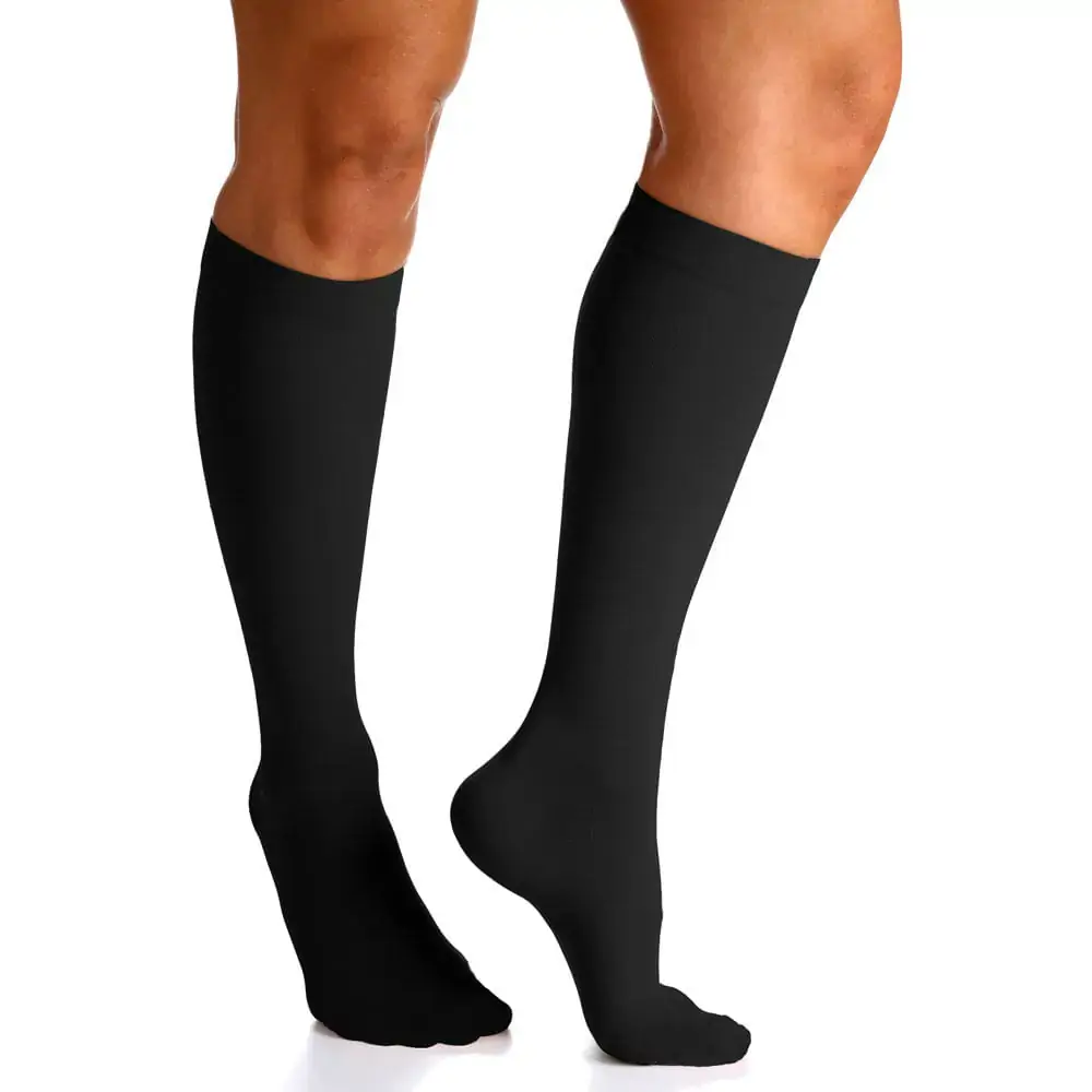 Meia 3/4 Panturrilha 862 Premium 20-30 Mmhg com Ponteira Fechada Sigvaris Média Curta Preto